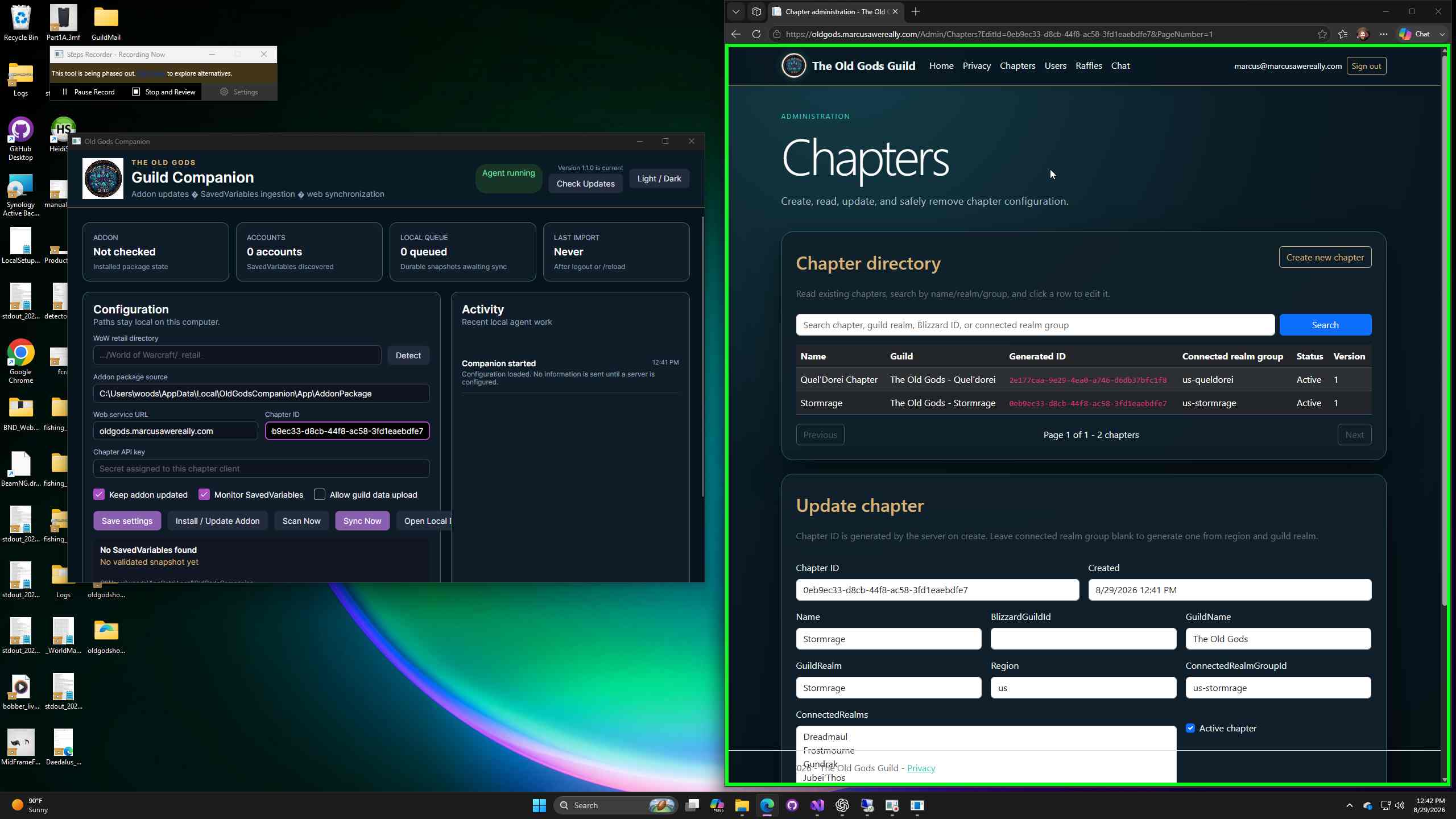 Entering chapter connection details